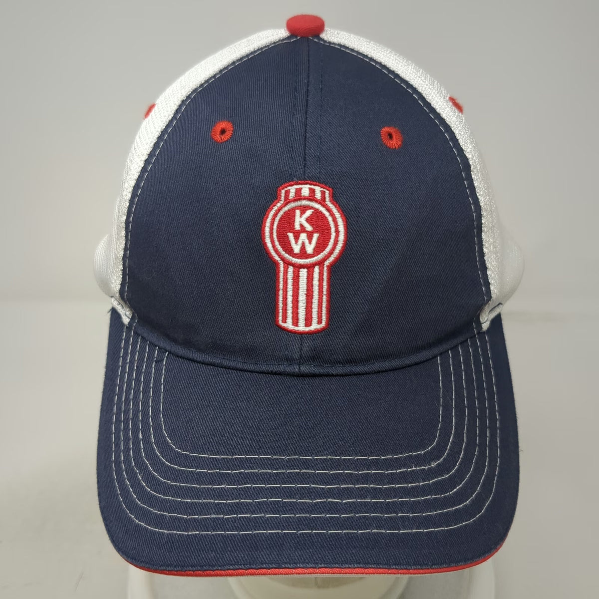 Kenworth Baseball Cap Blue White Red One Size Mesh Back Logo Strapback Truck Hat