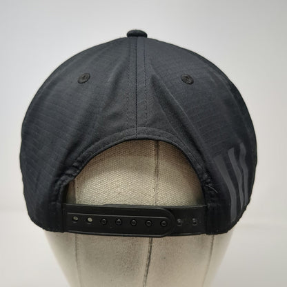 Adidas 5 Panel Black Hat OSFM Snapback Rubber Logo Patch Three Stripes Polyester