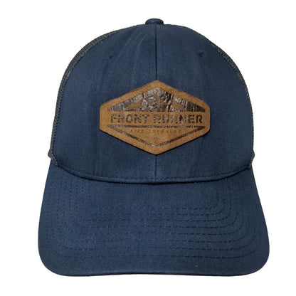 Front Runner Leather Patch Fitted Mesh Back Trucker Hat Blue One Size