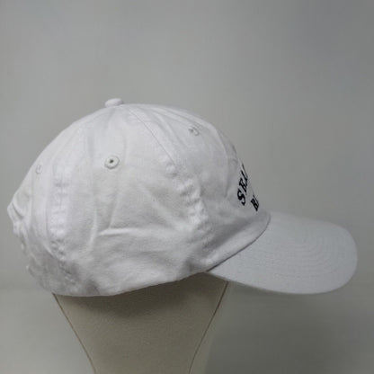 Adams Men's Strapback Hat White Embroidered Seacrest Beach Logo Cotton