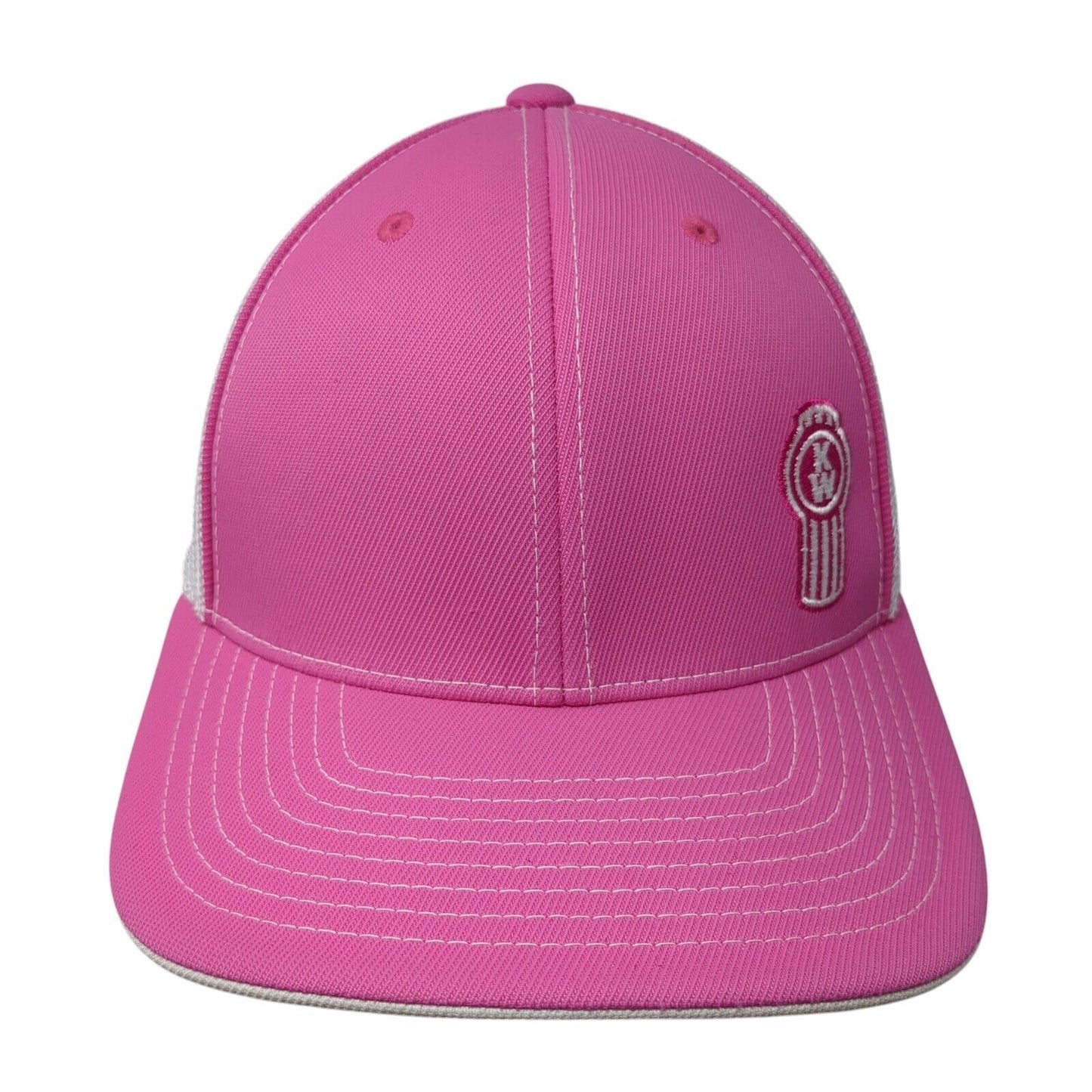 KW Kenworth Fitted Trucker Hat Pink 6 7/8-7 3/8 Adjustable Mesh Pacific Headwear