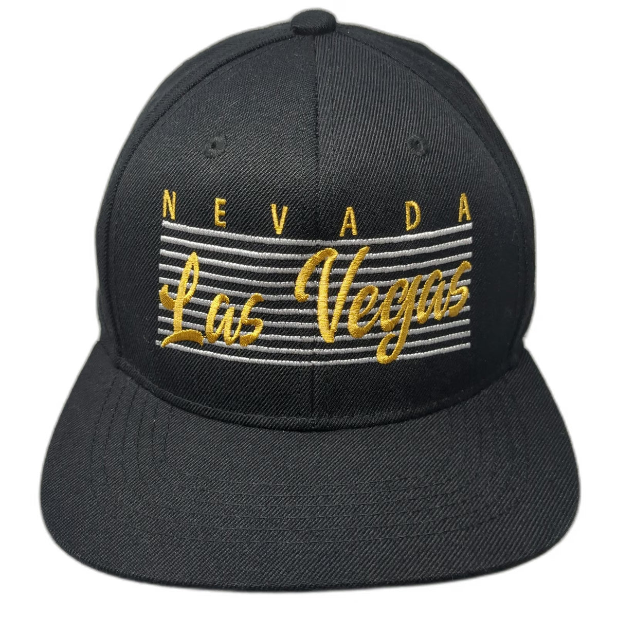 e by elidan Snapback Black OSFM Las Vegas Nevada Hat Gray Underbrim Flat Brim