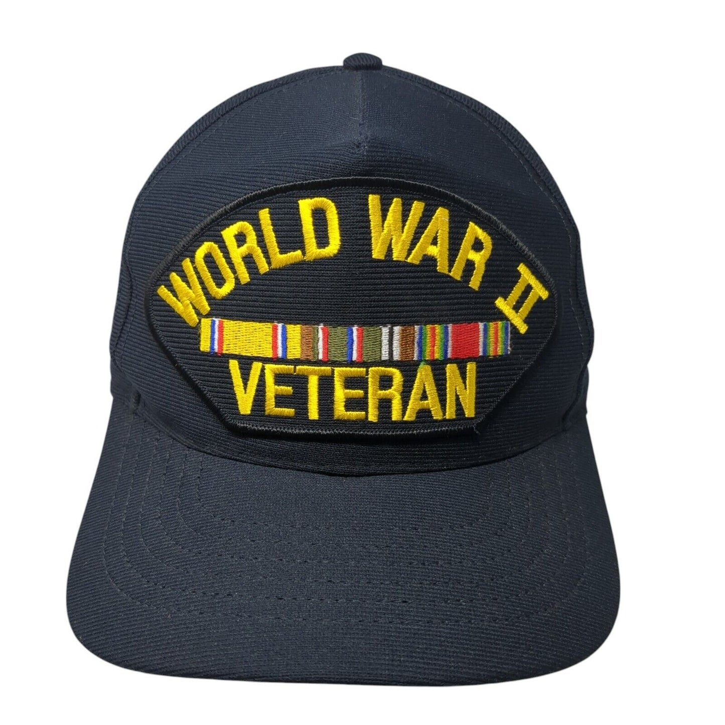 World War II Veteran Snapback Hat Blue One Size Adjustable 6 Panel Eagle Crest