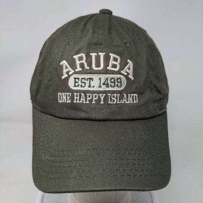 Aruba One Happy Island Est. 1499 Slideback Hat Green One Size Embroidered Cotton