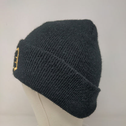 Unbranded Men's Knit Beanie Hat Black Embroidered Gold D Logo