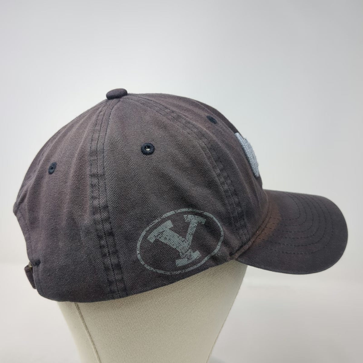 BYU Cougars NCAA Zephyr Cap Gray One Size Script Logo Hat Slideback Curved Brim