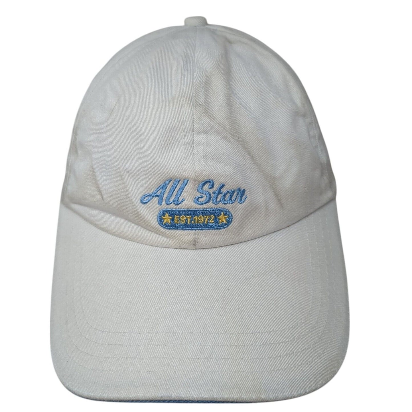 All Star Est. 1972 Strapback Hat White OS Adjustable Embroidered Faded Glory