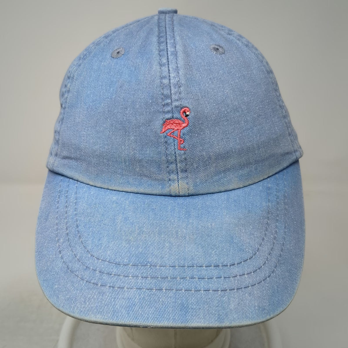 Belted Cow Company Baseball Cap Blue One Size Pink Flamingo Leather Strap Hat