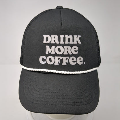 Drink More Coffee Snapack Rope Trucker Hat Black One Size Mesh Back