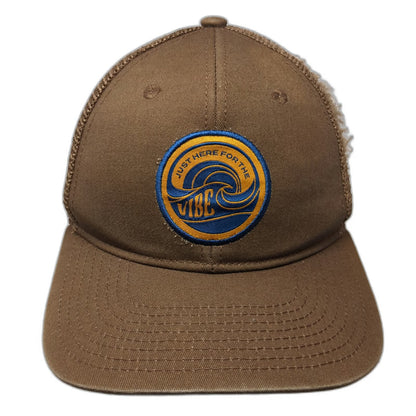 Flylow Trucker Hat Brown One Size Just Here For The Vibe Wave Patch Mesh Back