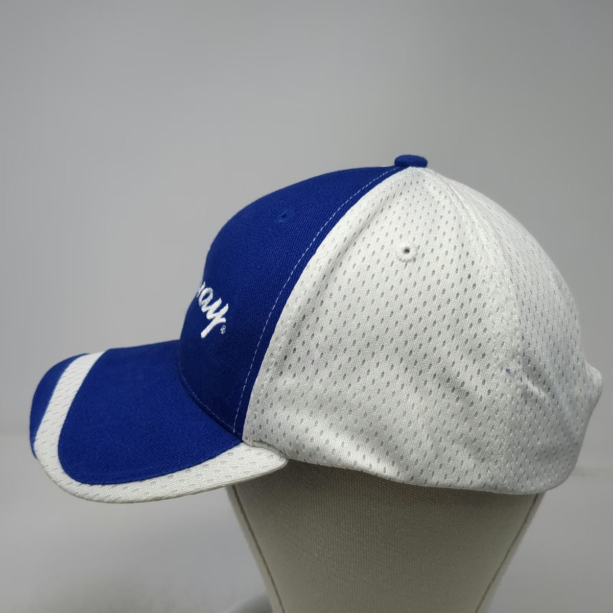 Con-way Script Logo Baseball Cap Blue White One Size Mesh Back Slideback Hat