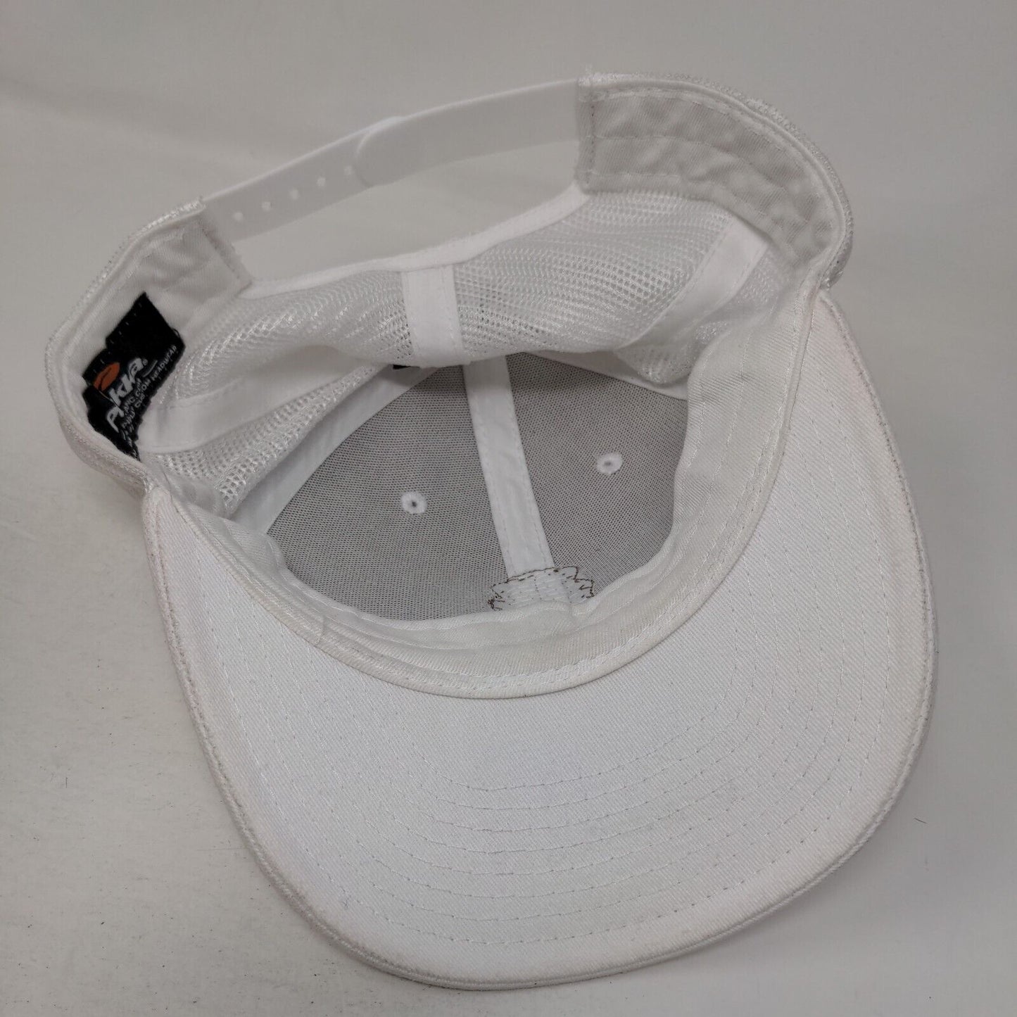 SJC Snapback Trucker Hat White One Size Patch Logo Mesh Back 6 Panel Pukka