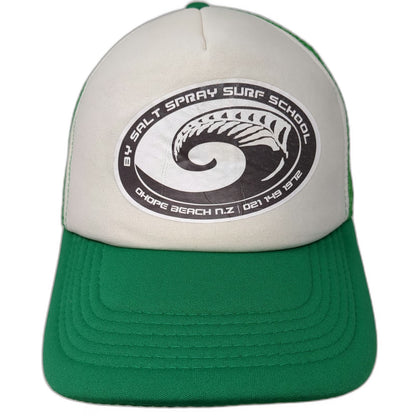 Green Trucker Hat One Size Salt Spray Surf School Ohope Beach NZ Mesh Snapback