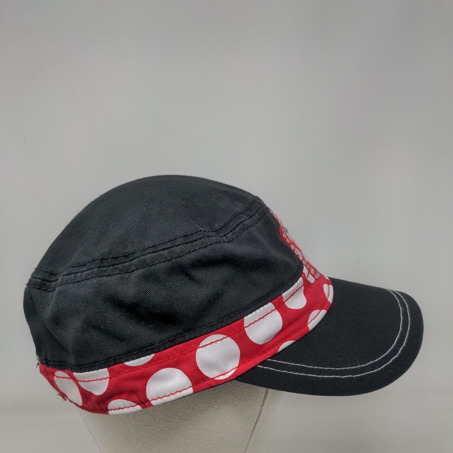 Disney Minnie Mouse Strapback Army Cadet Cap Hat Black OSFA Bling Bow