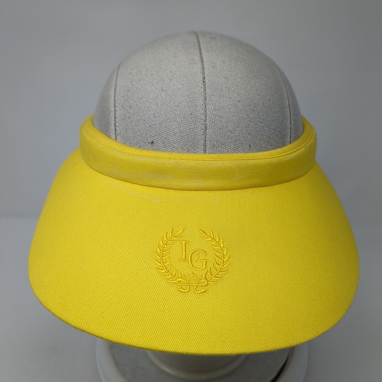 Laura Gayle Clip On Sun Visor Hat Yellow One Size Embroidered Wide Brim