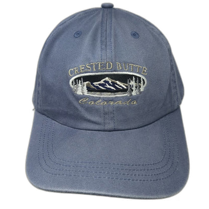 Crested Butte Colorado Mountain Blue Baseball Cap Hat One Size Slideback Cotton