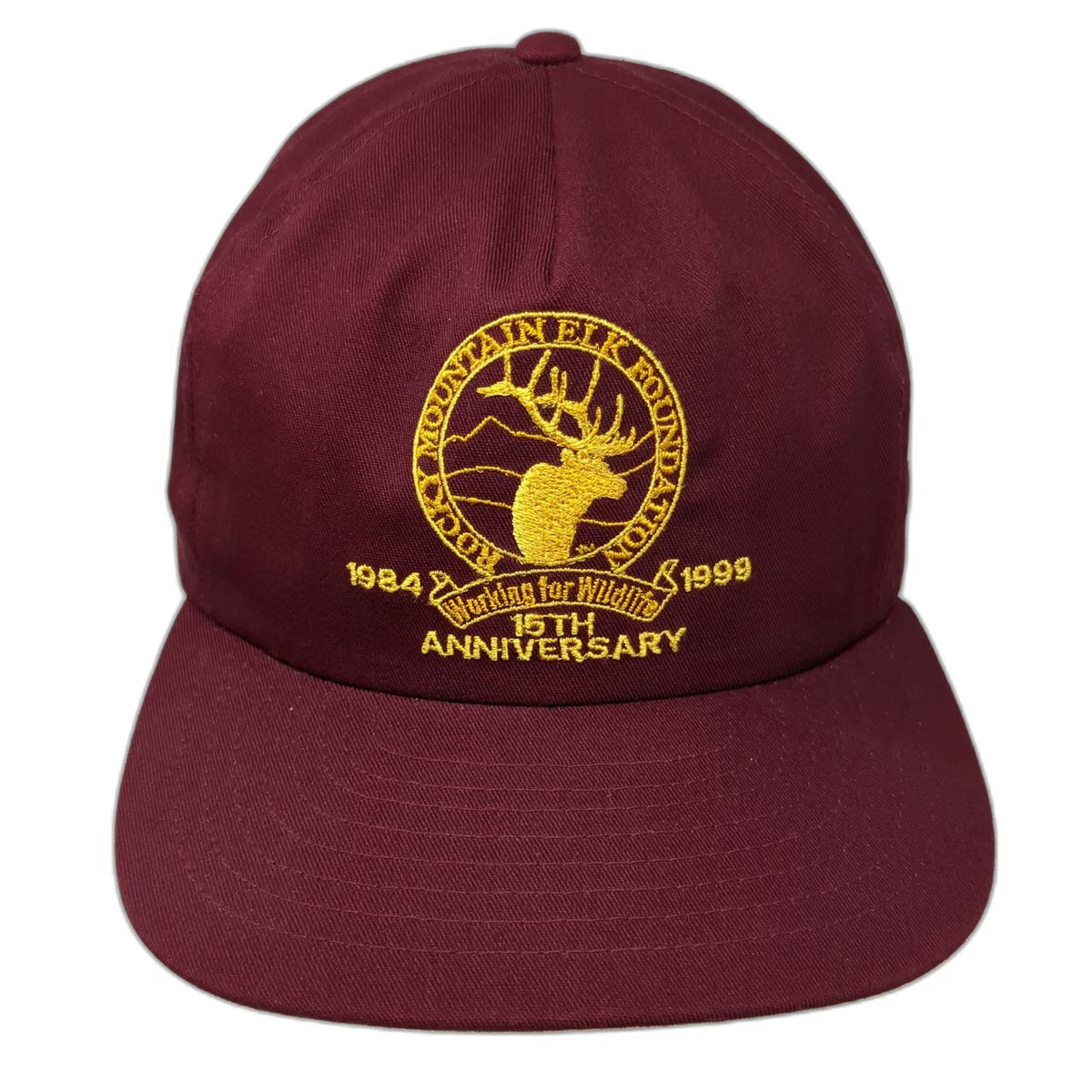 Rocky Mtn Elk Foundation 15th Anniversary Hat Red Trucker Slideback Vintage