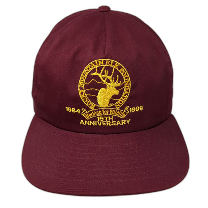 Rocky Mtn Elk Foundation 15th Anniversary Hat Red Trucker Slideback Vintage