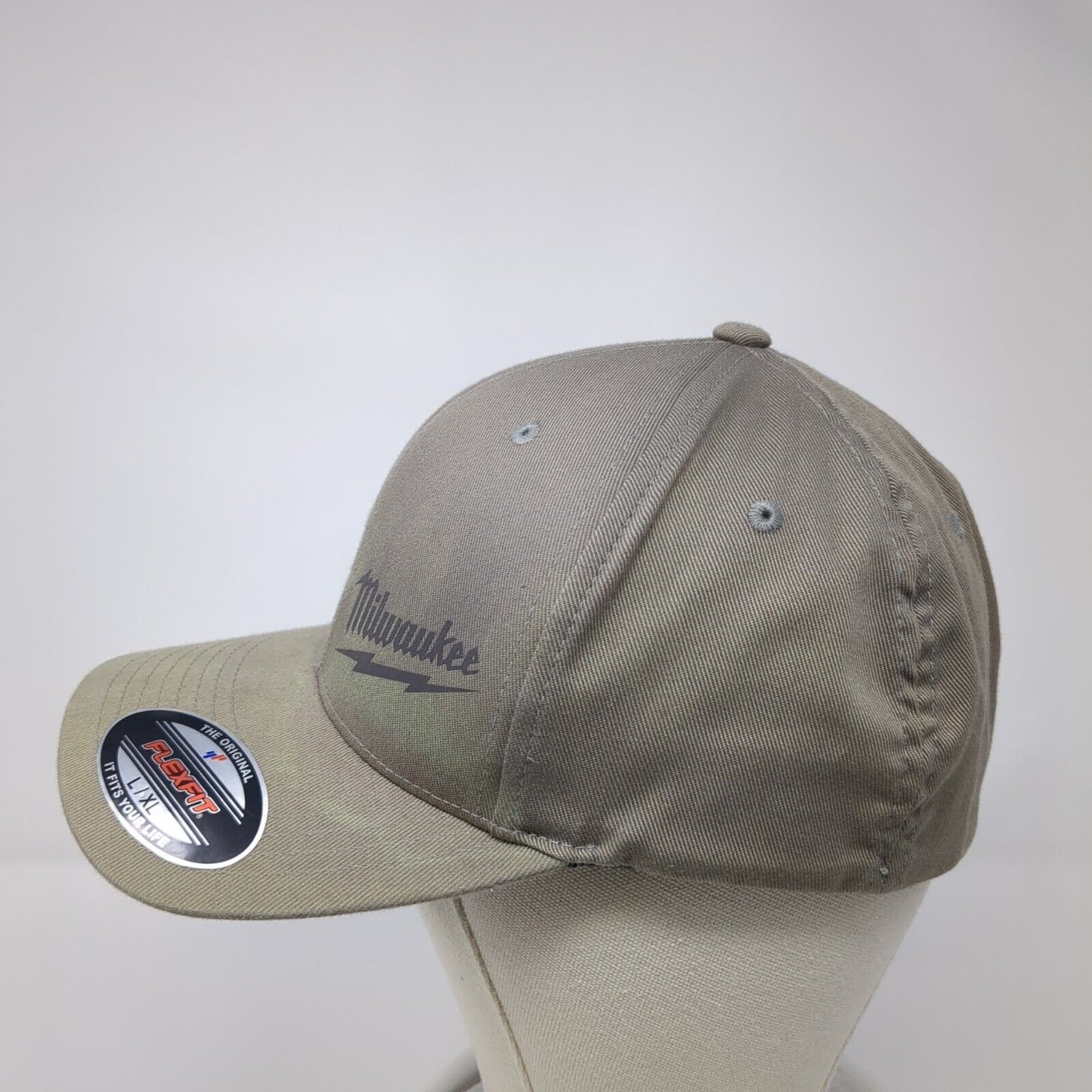 Milwaukee Fitted Hat Brown L/XL Flexfit Lightweight Vented Holes 6 Panel Yupoong