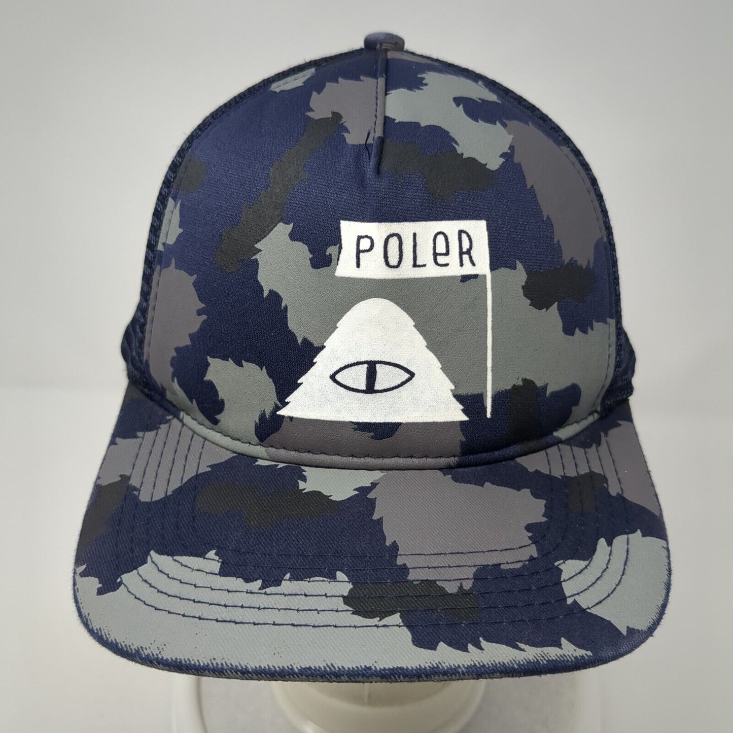 Poler Snapback Mesh Back Trucker Hat Camouflage One Size Camp Vibes