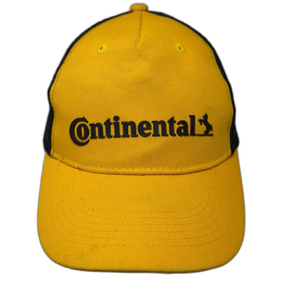 Continental Hat 5 Panel Yellow One Size Mesh Back Strapback Logo Graphic Trucker
