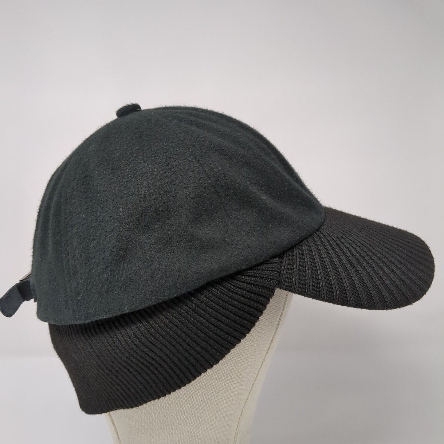 Unbranded Strapback Hat Black One Size Knit Ear Flap Solid Adjustable