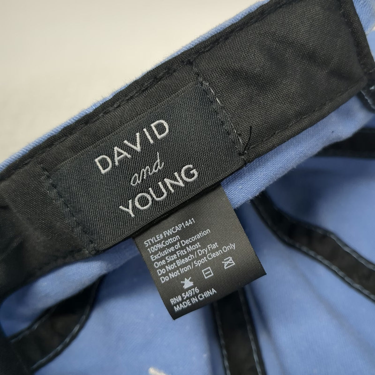 David and Young Baseball Cap Blue One Size Moon Stars Embroidery Slideback Hat