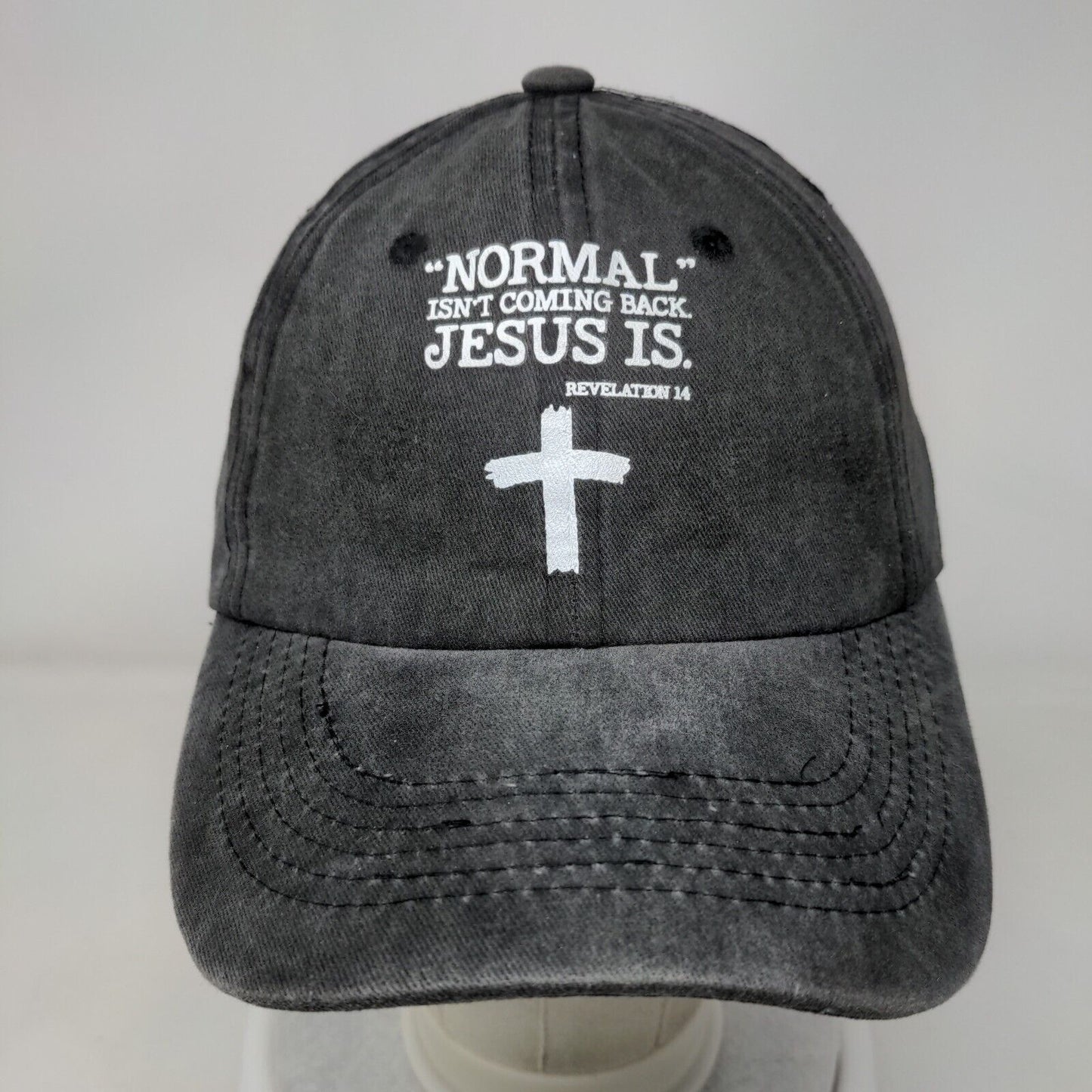 Normal Isn't Coming Back Jesus Is Slideback Hat Gray One Size Adjustable