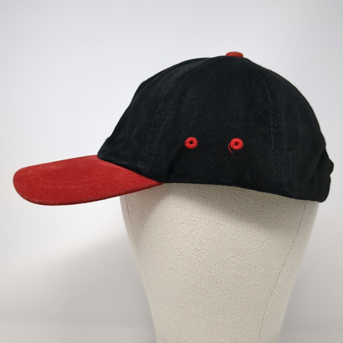 Spencer's Baseball Cap Black Red One Size Suede Brim Slideback Gift Shop Hat