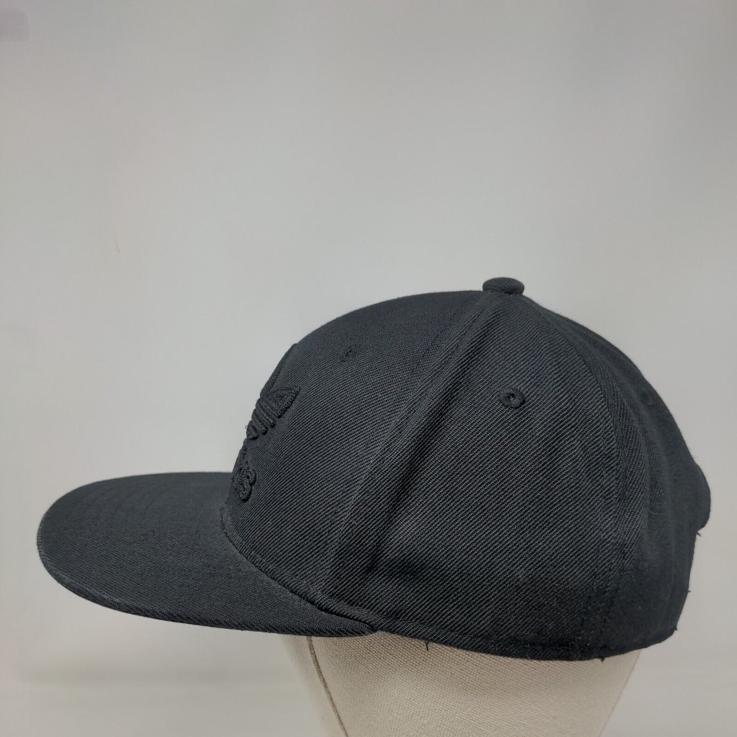 Adidas Trefoil Snapback Hat Black OSFM Embroidered 6 Panel Black on Black
