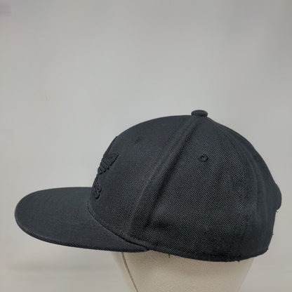 Adidas Trefoil Snapback Hat Black OSFM Embroidered 6 Panel Black on Black