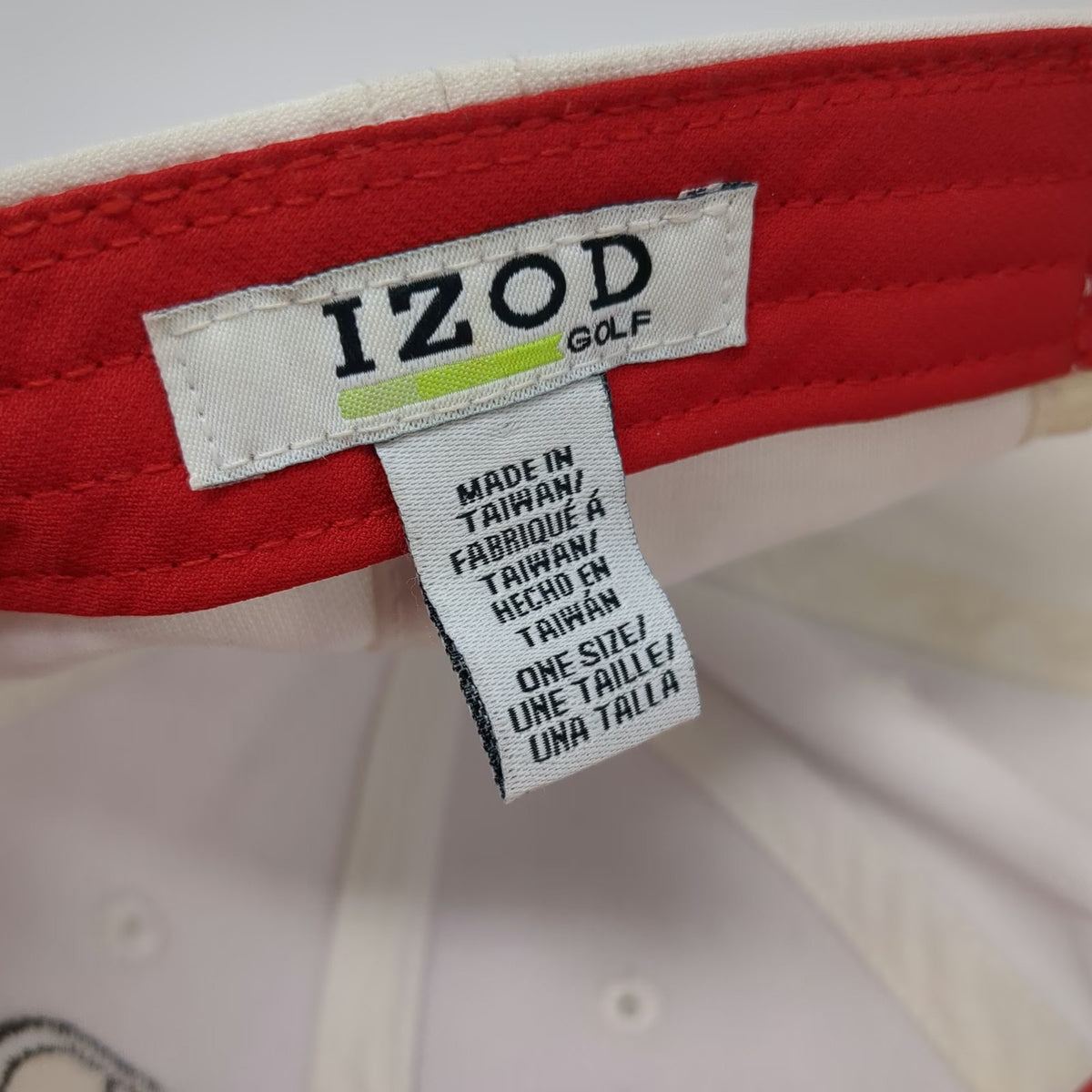 IZOD Golf Hat White One Size Baseball Cap Slideback Magnetic Ball Marker Logo