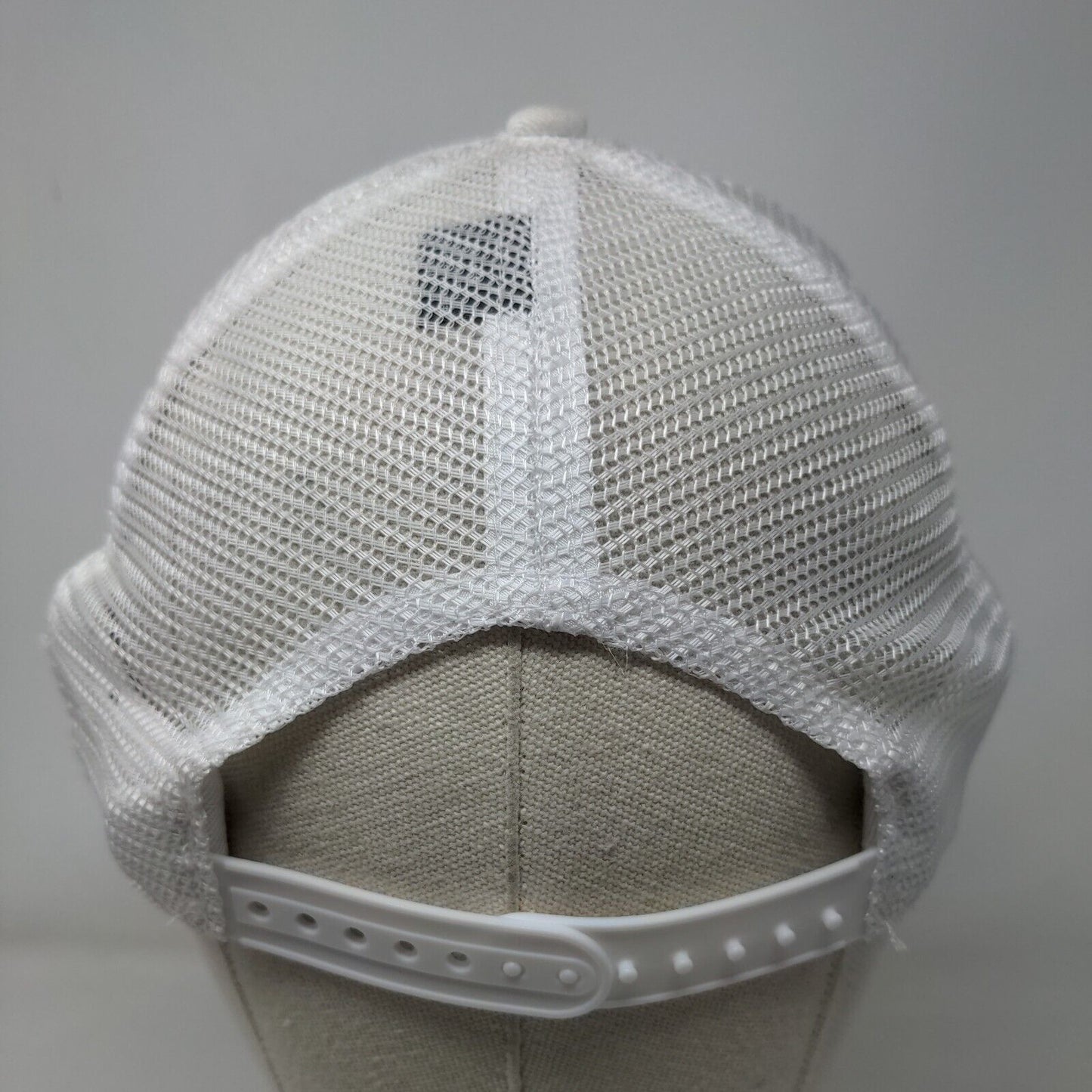 SJC Snapback Trucker Hat White One Size Patch Logo Mesh Back 6 Panel Pukka