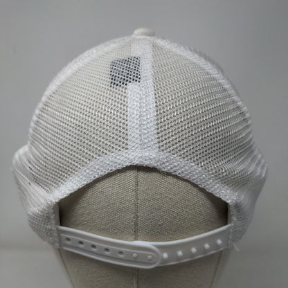 SJC Snapback Trucker Hat White One Size Patch Logo Mesh Back 6 Panel Pukka