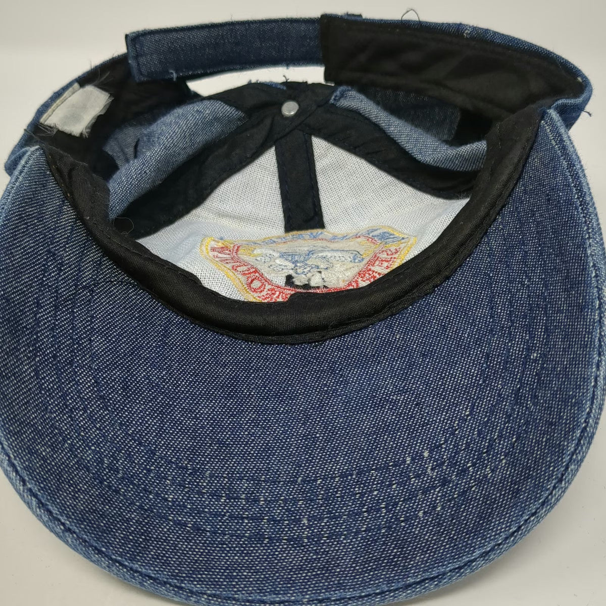 Baseball Cap Blue One Size Korean War Veteran Patch Denim Strapback Eagle Hat