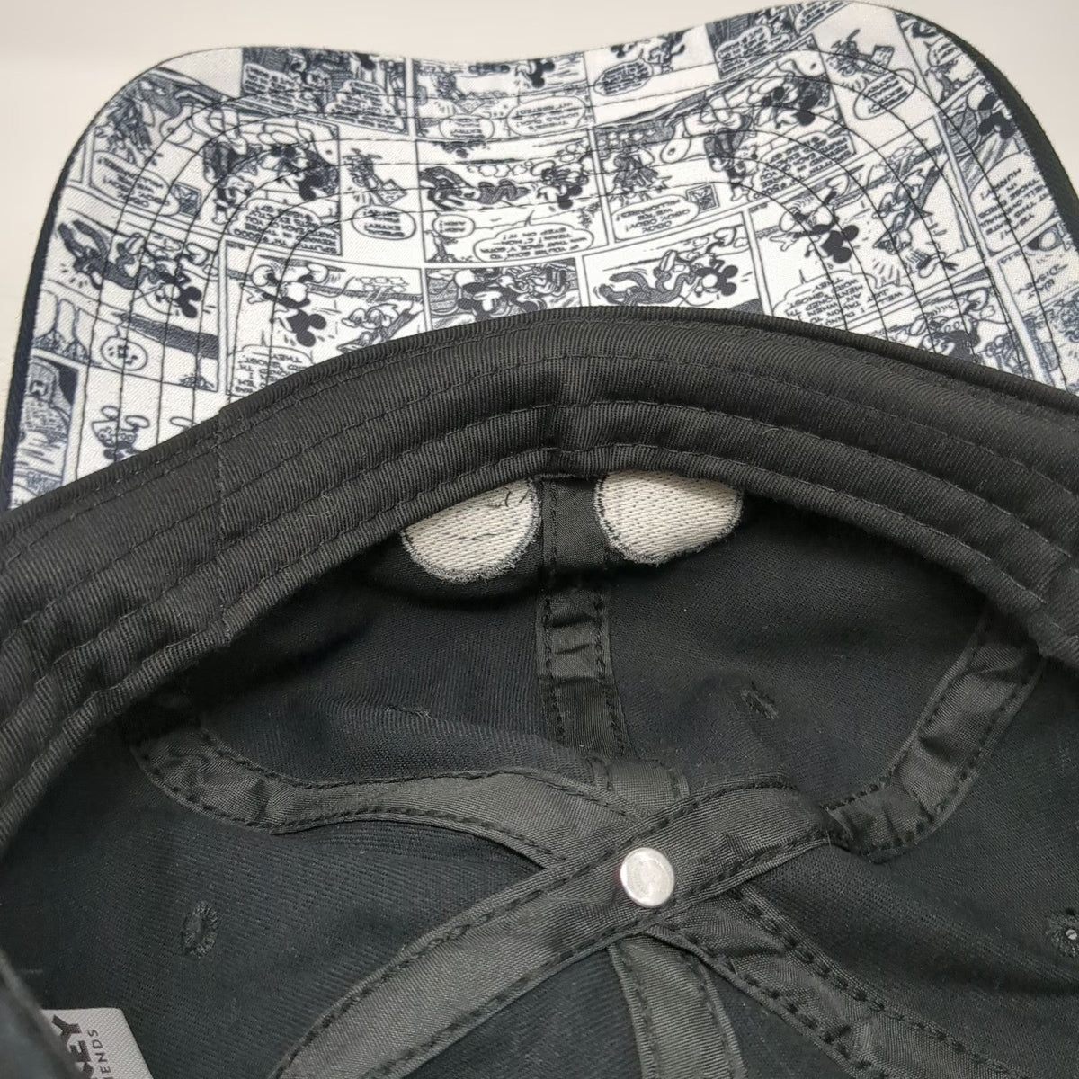 Disney Mickey Mouse Baseball Cap Black One Size Comic Strip Underbrim Slider Hat
