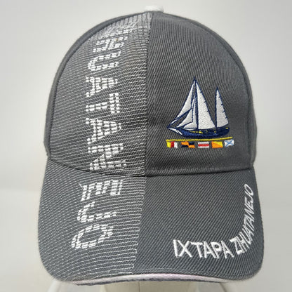 Baseball Cap Gray One Size Sailboat Ixtapa Zihuatanejo Mexico Nautical Flags Hat