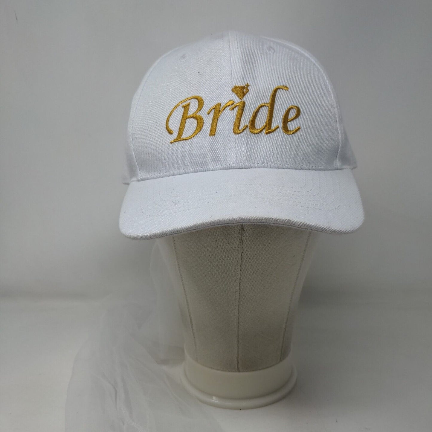 Bride Lace Veil Hat White One Size Embroidered Solid 6 Panel Vent Holes
