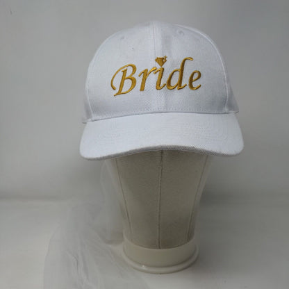 Bride Lace Veil Hat White One Size Embroidered Solid 6 Panel Vent Holes