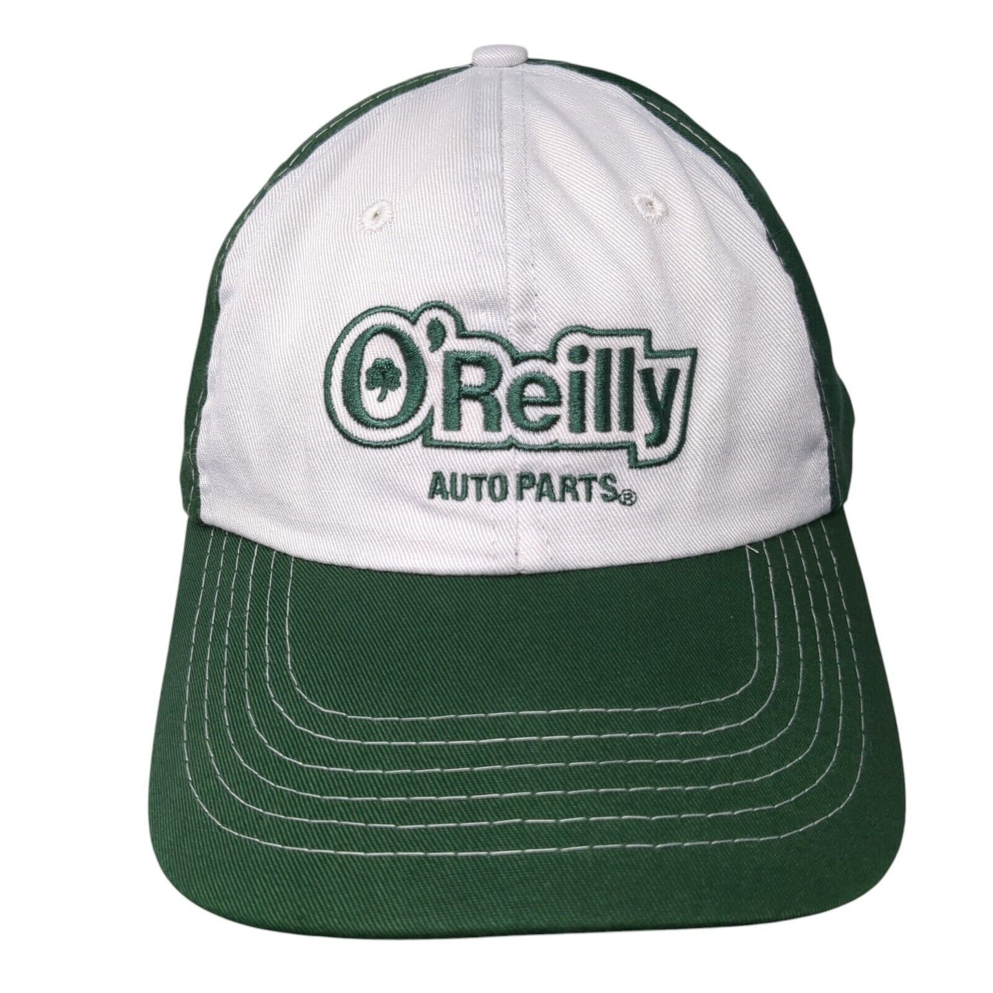 O'Reilly Auto Parts Strapback Hat Green OSFA Embroidered Colorblock