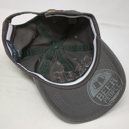 We People Baseball Cap Gray One Size Beer Patch Frayed Slideback Hat Underbrim