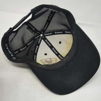 Ariat Trucker Hat Black One Size Snapback Embroidered Shield Logo Mesh Back 110