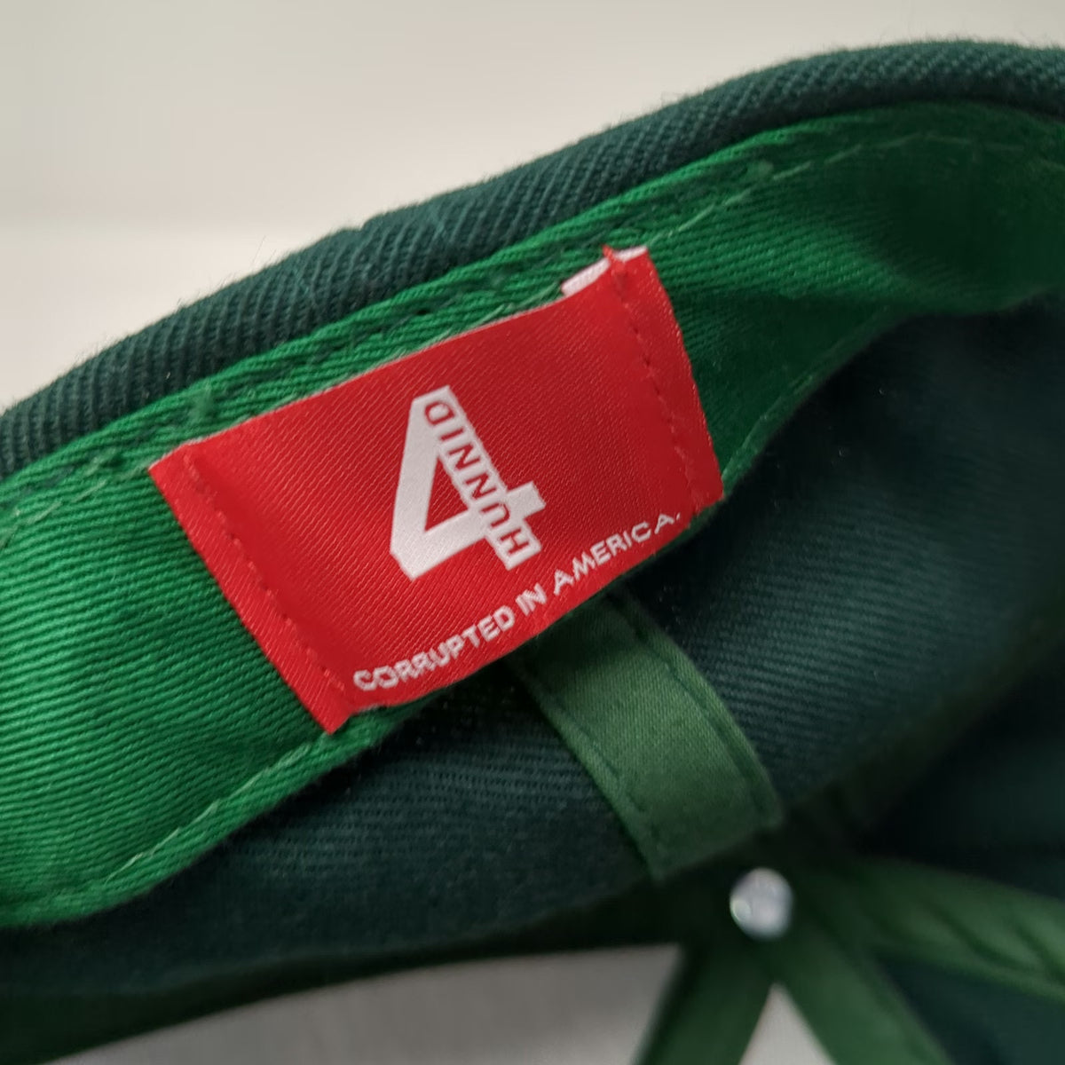 4Hunnid Snapback Hat Green One Size Flat Brim Signed Logo Autograph Yupoong