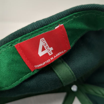 4Hunnid Snapback Hat Green One Size Flat Brim Signed Logo Autograph Yupoong