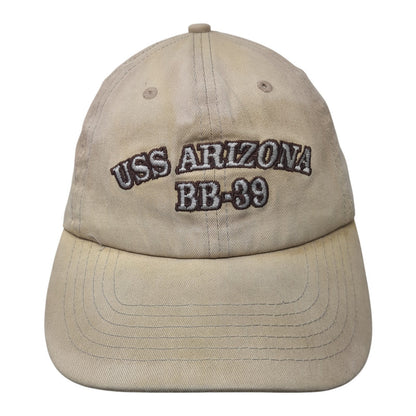 USS Arizona BB-39 Strapback Baseball Cap Brown One Size Adjustable Embroidered