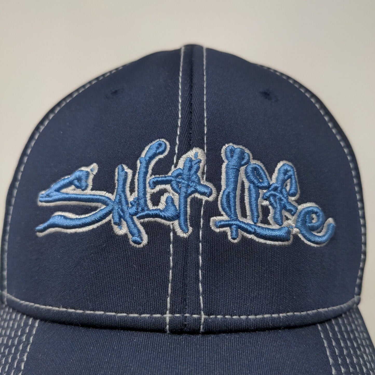 Salt Life Men's Fitted Hat Blue Size OSFM Embroidered Logo Polyester Blend