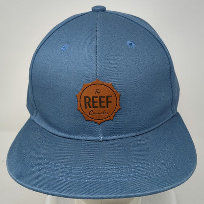 Discrete Baseball Cap Blue One Size Leather Patch Cannabis Strapback Hat