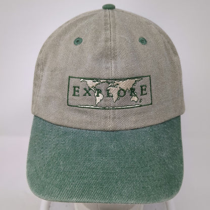 Fahrenheit Baseball Cap Beige Green One Size Explore World Map Cotton Hat