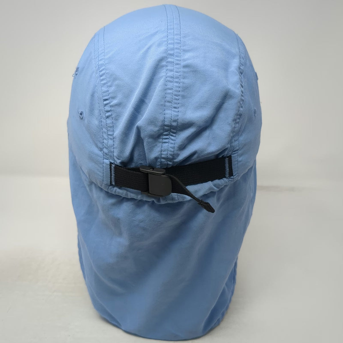 L.L.Bean 5 Panel Blue Hat M Neck Flap Sun Cape Buzz Off Insect Shield Adjustable