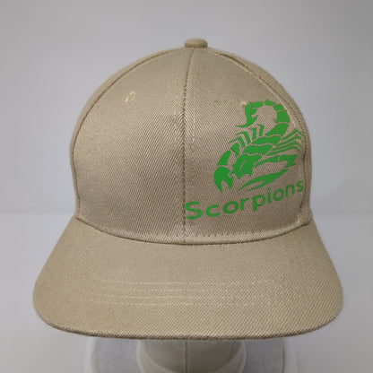 Scorpions Snapback Hat Tan One Size Adjustable Vented Holes 6 Panel